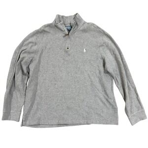 Polo by Ralph Lauren Mens Gray Quarter Zip Sweatshirt Sweater Pullover XXL